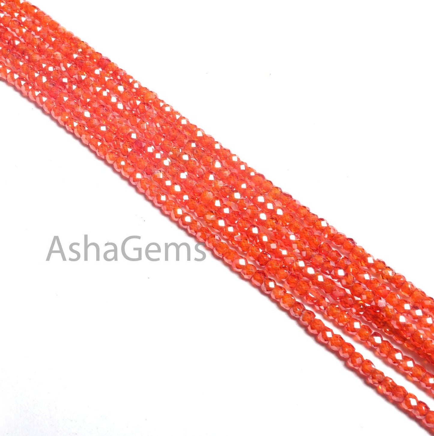 13.5" Strand AAA Quality Orange Zircon Micro Cut Tiny faceted beads,2.5 mm Dark Orange Cubic Zircon Machine Cut Rondelle Beads Jewelry Craft