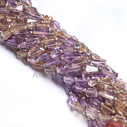 Fine Quality Ametrine faceted Nugget Shape Gemstone Beads,10" Natural Purple Yellow Ametrine Handmade Tumble Indian Cut Ametryn Bead Jewelry