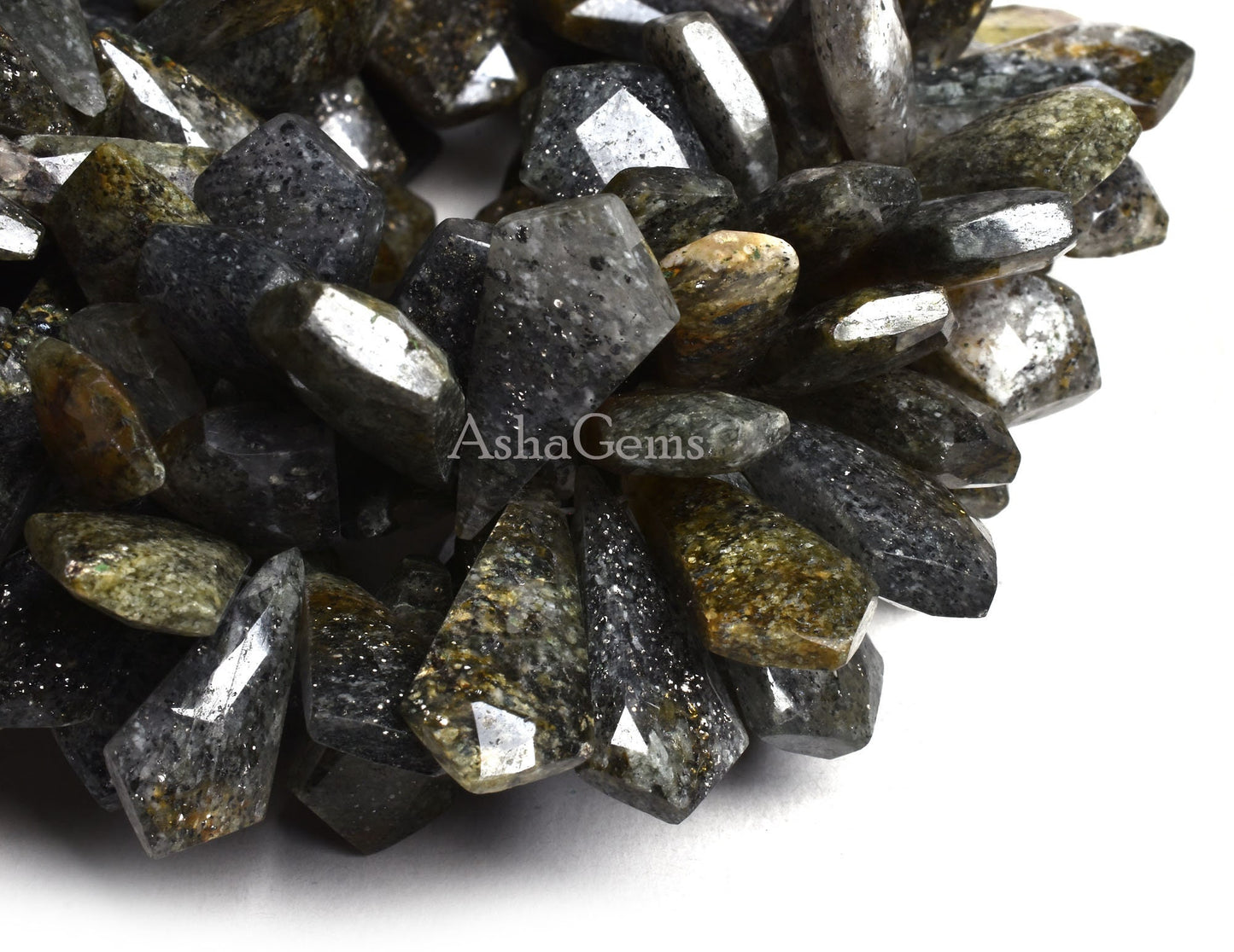 Beautiful Black Sunstone Fancy Shape Beads,7.5"Strand Rare Green Black Sunstone Faceted Fancy Beads, Natural Sunstone Faceted Briolette SALE