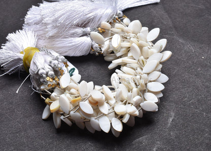 Beautiful White Mother Of Pearl Fancy Marquise Shape Beads, Natural MOP Flat Marquise Side Drill Gemstone Beads Mother Of Pearl Bead Jewelry
