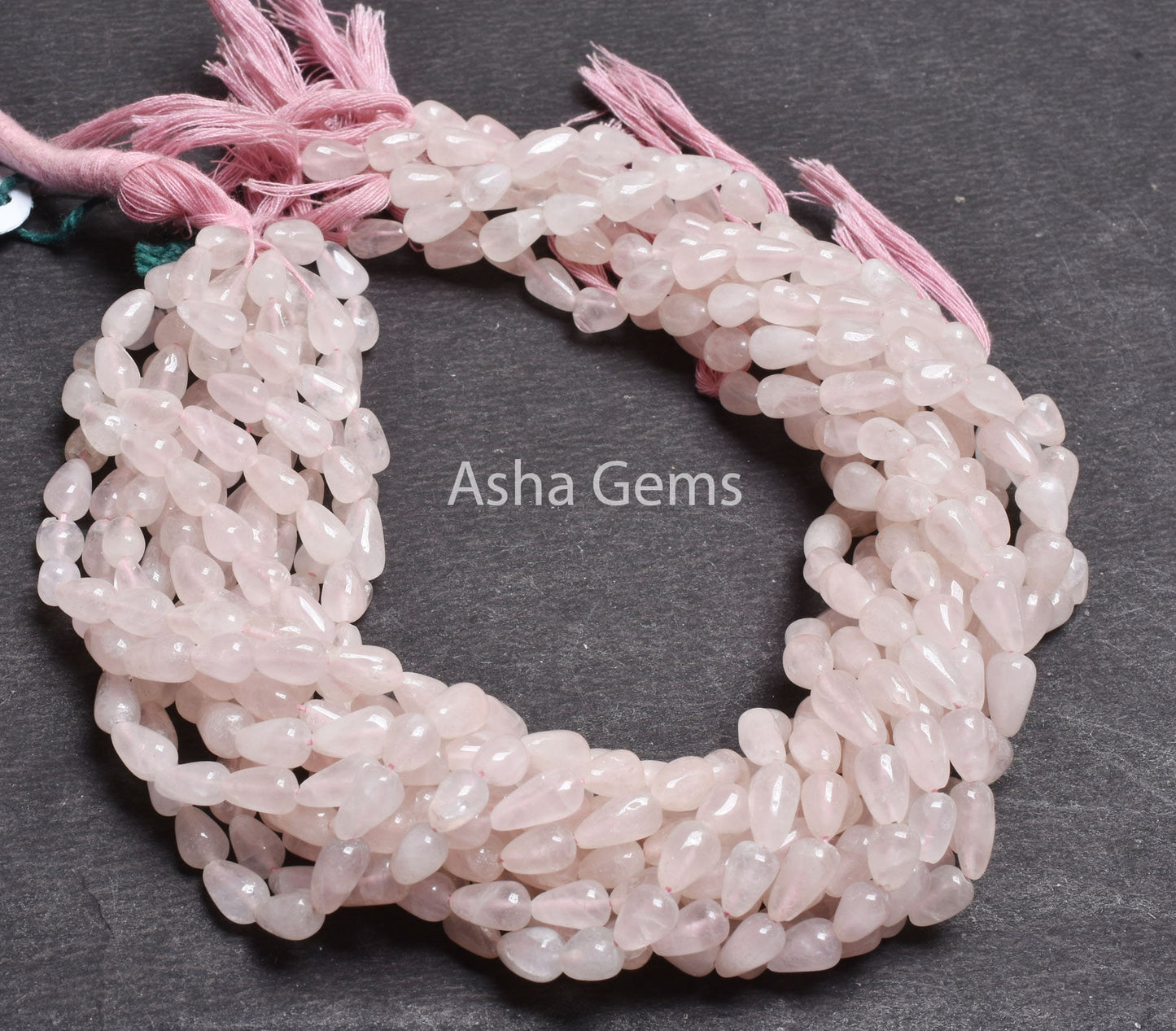 Natural Rose Quartz Smooth Drops Shape Beads, Pink Rose Quartz Teardrop,13 Inch Rose Quartz Straight Drill Drops handmade Beads Handicrafts