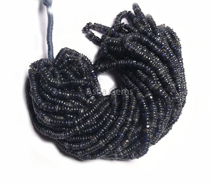 Blue Iolite Smooth Heishi Tyre Gemstone Loose Beads,8/16"Strand Natural Iolite Flat Wheel Shape Beads, Iolite Bead Jewelry Making Craft SALE
