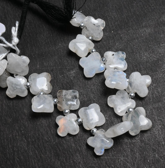 Beautiful Flashy Rainbow Moonstone carving Flower smooth Handmade Beads, Natural Blue Fire Rainbow carve Fancy Gemstone Beads Jewelry making