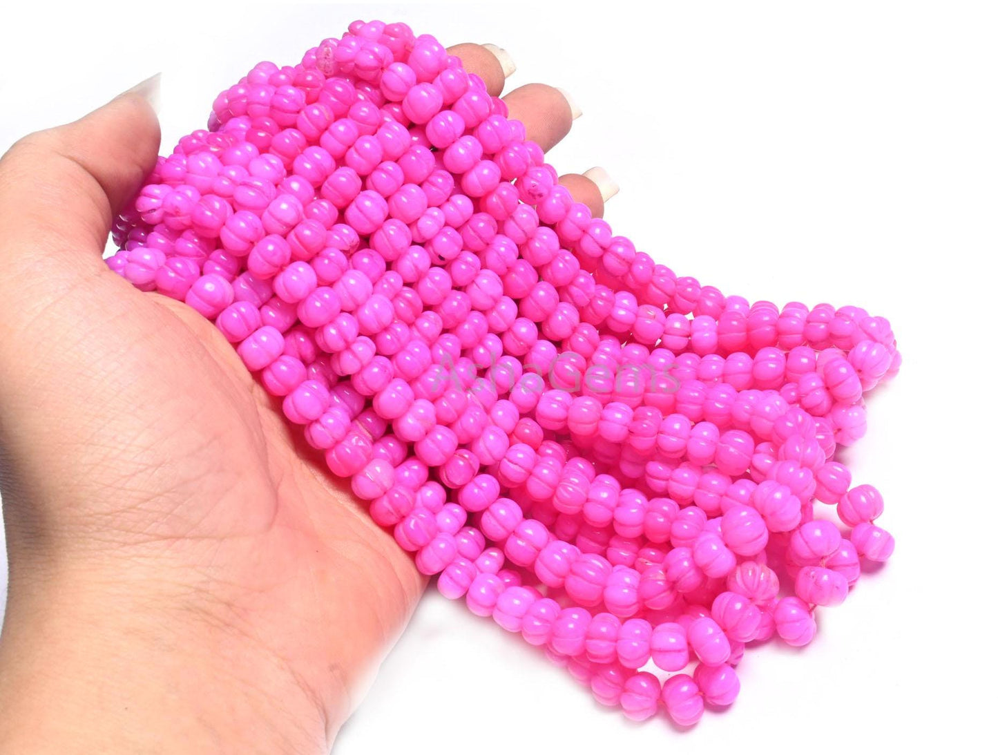AAA Hot Pink Opal Carved Watermelon Beads, Beautiful Pink Opal Carving Pumpkin Beads, Opal Melon Handmade Carve Gemstone Beads Jewelry Craft