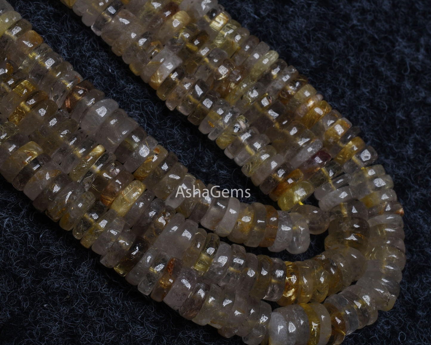 Natural Golden Rutile SmoothTyre Shape Beads,8 mm Rutile Plain Heishi Tyre Beads, Golden Rutile Beads Flat Wheel Shape Gemstone Bead Jewelry