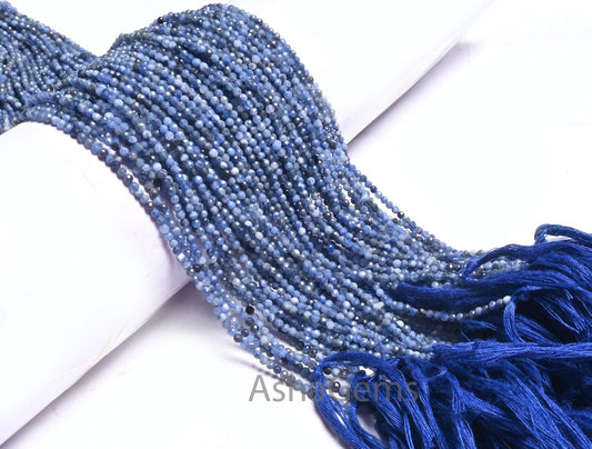 Natural Blue Sodalite Micro Cut Rondelle Shape Gemstone Tiny Beads, 2.25 mm Sodalite Machine Cut faceted Beads Jewelry Necklace Crafts SALE