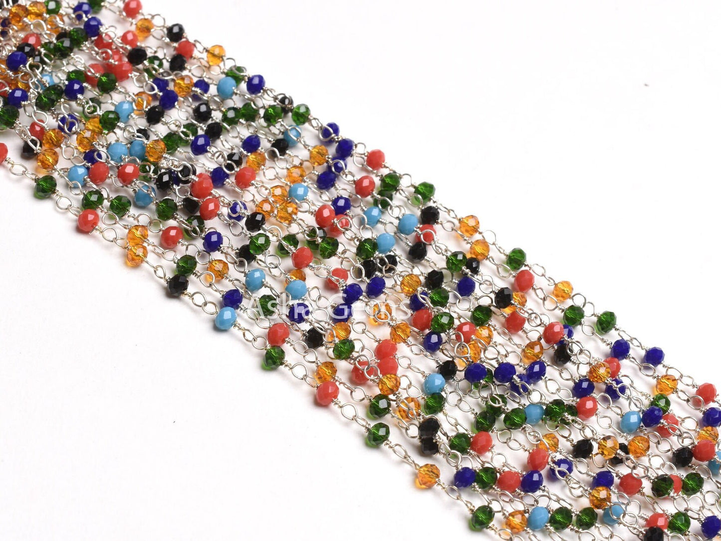 Multi Disco Hydro Beads Rosary Chain Silver Plated Wire Wrap Chain Roll,3mm Mix Color Beaded Faceted Rondelle Chain By Feet Jewelry Necklace
