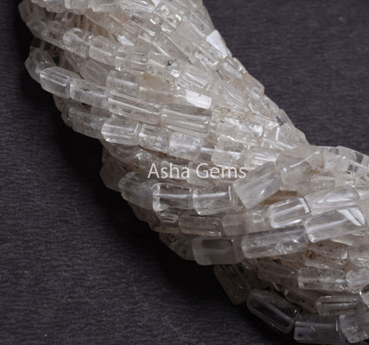 15 Inch Strand Natural Crystal Fancy Rectangle Bead, Crystal Quartz Smooth Fancy Long Straight Drill Gemstone Beads, White Crystal Bead SALE