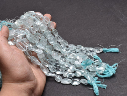 Rare Blue Topaz Smooth Nugget Shape Beads,12.5"Strand Natural Topaz Handmade Uneven Tumble Straight Drill Loose Gemstone Topaz Bead Jewelry (AG 22128)