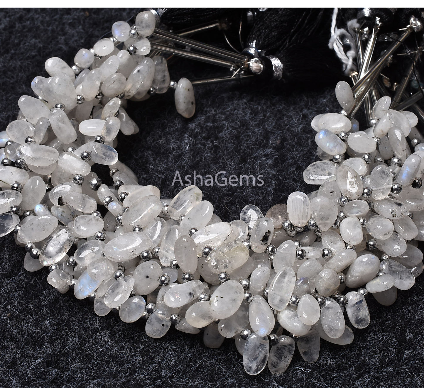 Amazing Flash Rainbow Moonstone Beads, Natural White Moonstone Loose Beads, Handmade Uneven Oval Shape Beads For Jewelry Making Crafts SALE