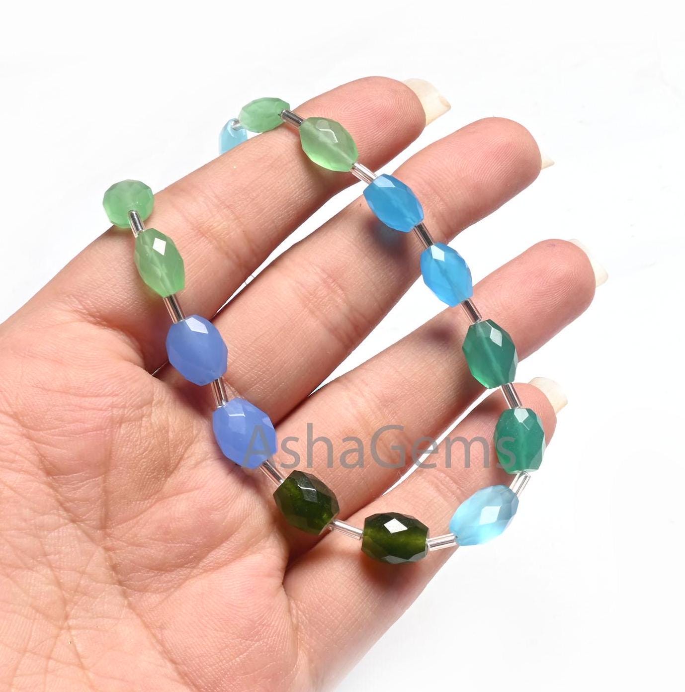 Beautiful Multi Color Quartz Hydro fancy Puff Oval Checker Cut Beads,6x8-8x11 mm Disco Blue Green Hydro Oval Briolette Faceted Beads Jewelry