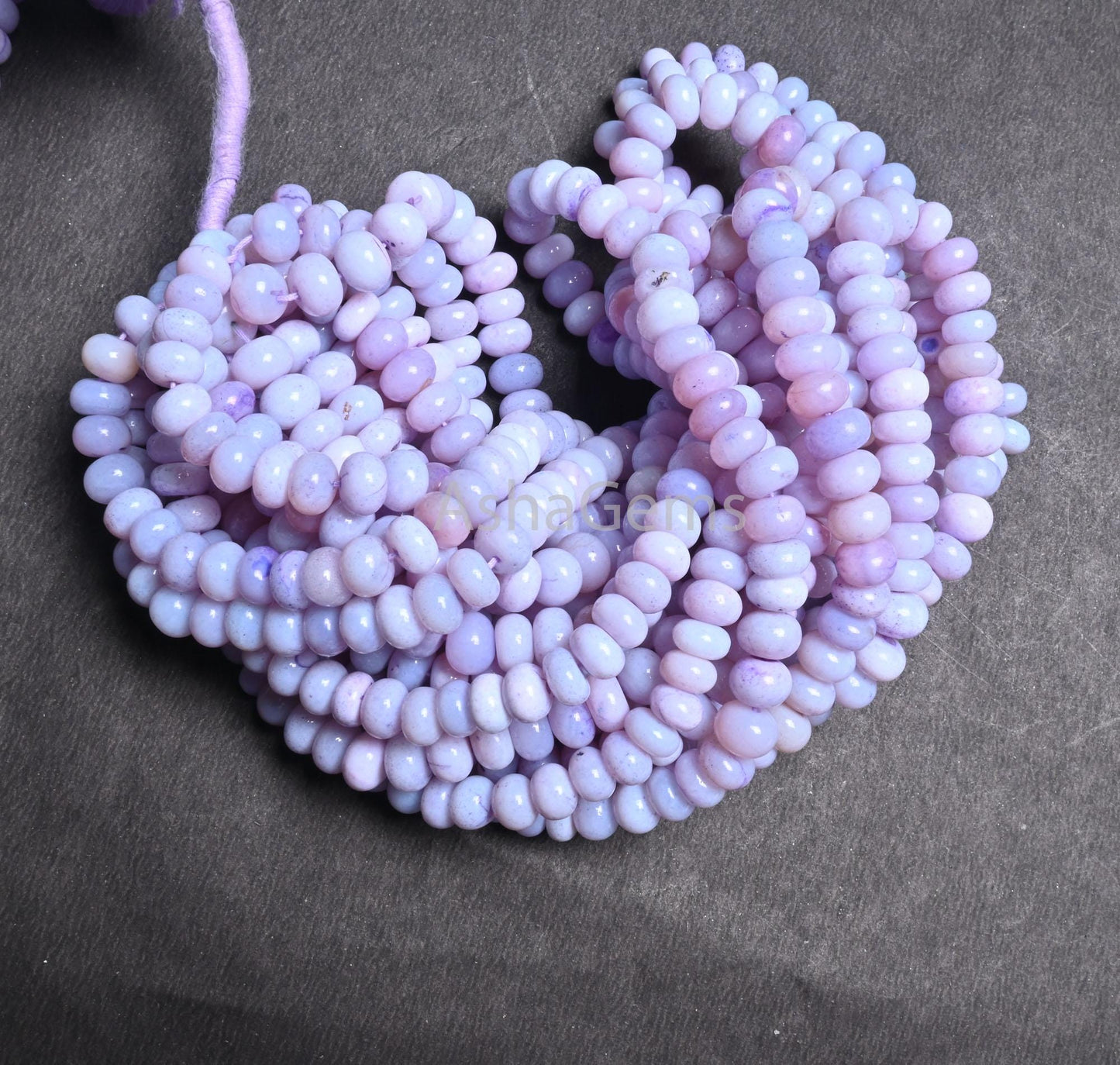 AAA Light Lavender Blue Opal Smooth Rondelle Beads,16" Light Purple Opal Plain Handmade Gemstone Loose Bead Blue Opal Beads Jewelry Necklace