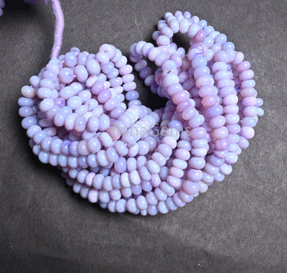 AAA Light Lavender Blue Opal Smooth Rondelle Beads,16" Light Purple Opal Plain Handmade Gemstone Loose Bead Blue Opal Beads Jewelry Necklace