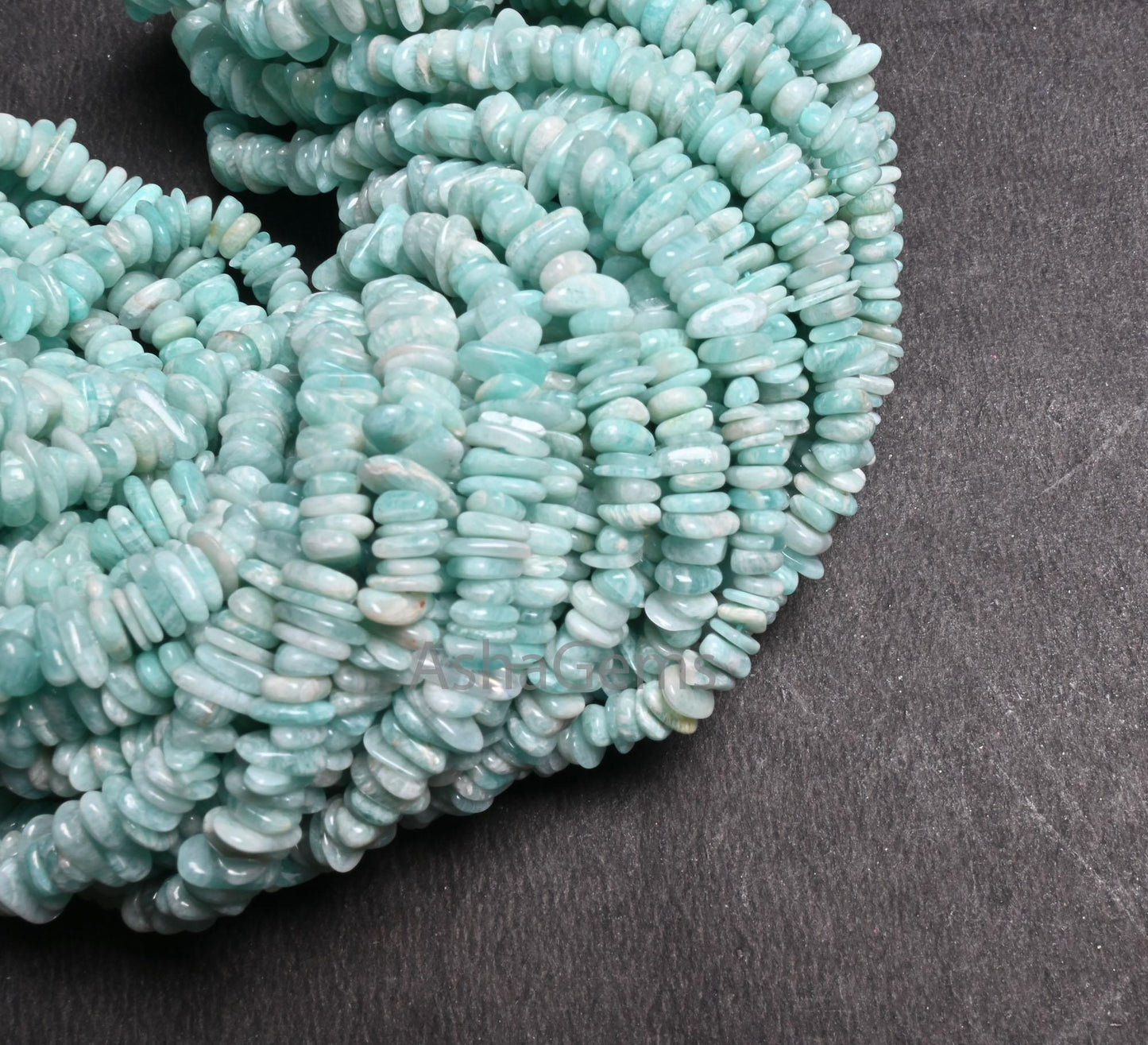 Natural Blue Amazonite Uncut Chip Beads Strand, Amazonite Smooth Raw Rough Flat Slice Gemstone Beads For Jewelry & Crafts (AG 22373)