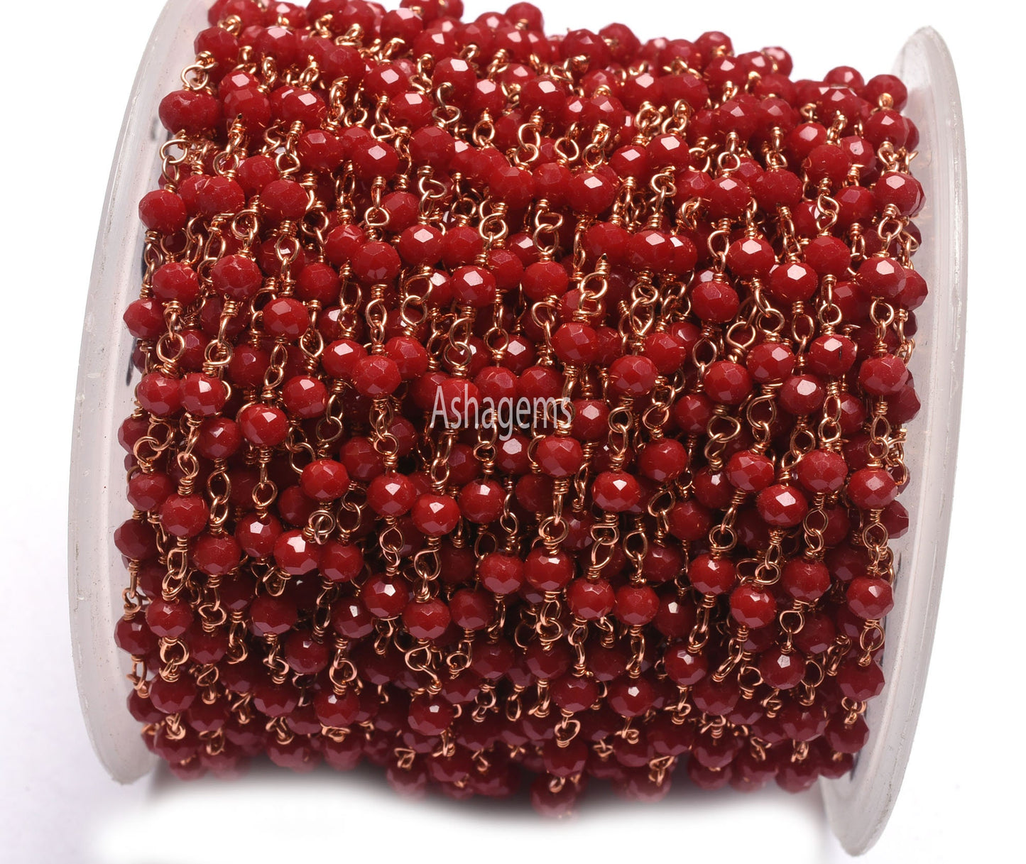 1,3,5,10,25 Feet Red onyx Hydro Faceted Rondelle Beaded Rosary Chain Rose Gold Plated, Finding,Wire Wrapped Chain Jewelry Making DIY Chain
