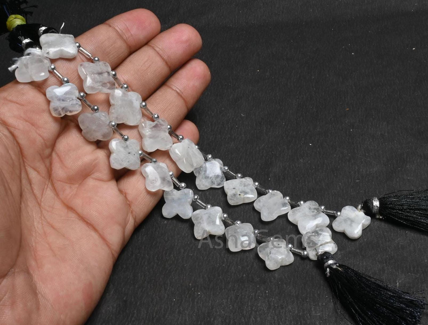 Beautiful White Rainbow Moonstone Carve Flower Gemstone Beads, Blue Fire Rainbow carving handmade Fancy Side Drill Beads Jewelry Craft SALE