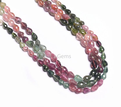 Beautiful Multi Tourmaline Faceted Drops Shape Gemstone Beads,13" Natural Tourmaline Uneven Teardrop Straight Drill Beads Jewelry Craft SALE (AG 18561)