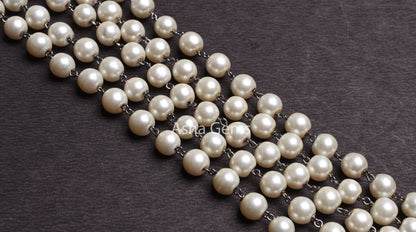 8 mm Pearl Hydro Rondelle Beads Rosary Chain silver, Gold, Copper Black Plated Wire Wrapp Chains For Jewelry Necklace Making handmade Chains