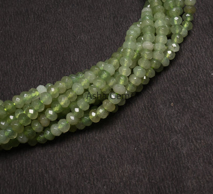Shaded Light Green Jade Quartz Machine Cut Beads4.5 mm Fine Green Jade Quartz Faceted Rondelle Gemstone Loose Bead,13.5" Jewelry Crafts SALE