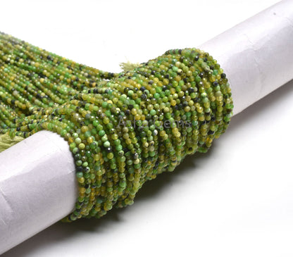 3.2 mm Green Opal Machine Cut Faceted Rondelle Shape Beads, Raw Green Opal Micro Cut Gemstone Beads, Fine Green Opal Bead Jewelry Craft SALE