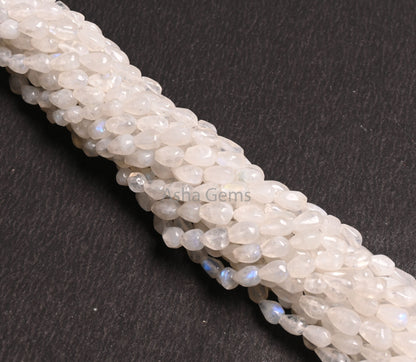 Beautiful Rainbow Moonstone Smooth Drops Shape Beads,13"Natural Blue Fire White rainbow Teardrop Straight Drill handmade Drop Gemstone Beads