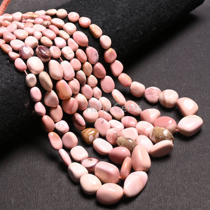 Beautiful Pink Opal Smooth Nugget Gemstone Loose Beads, Fine Shaded Pink Opal Handmade Tumble Plain Graduation Size beads Necklace Jewelry (AG 22298)
