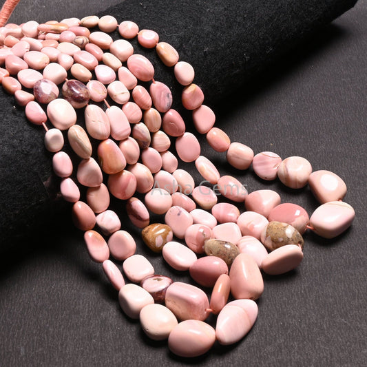 Beautiful Pink Opal Smooth Nugget Gemstone Loose Beads, Fine Shaded Pink Opal Handmade Tumble Plain Graduation Size beads Necklace Jewelry (AG 22298)
