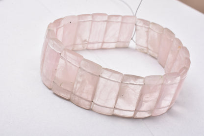 Beautiful Rose Quartz Fancy Chiclet Shape Beads, Natural Pink Rose QuartzFaceted Rectangle Beads For Bracelet, Jewelry Making, Rose Quartz