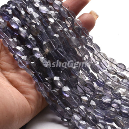 Light Blue Iolite Faceted Oval Shape Beads,13" Strand Natural Iolite Oval Gemstone Beads, Iolite Beads, Faceted Beads Oval For Jewelry Craft