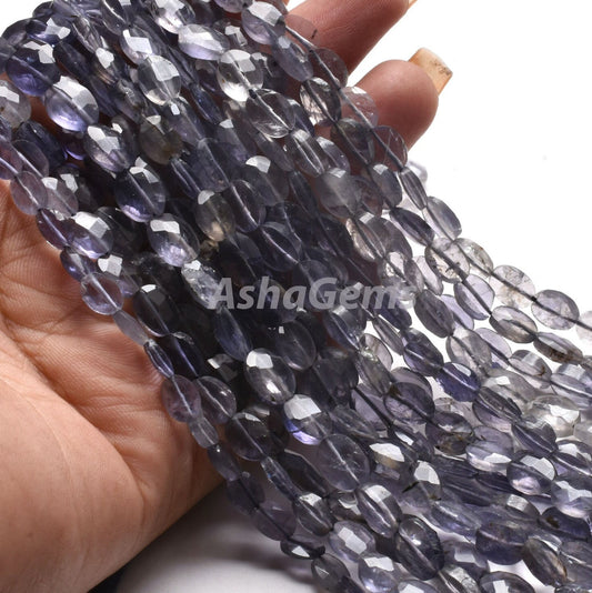 Light Blue Iolite Faceted Oval Shape Beads,13" Strand Natural Iolite Oval Gemstone Beads, Iolite Beads, Faceted Beads Oval For Jewelry Craft