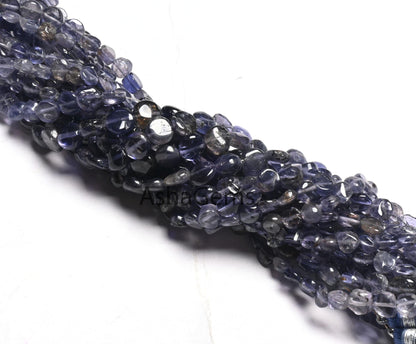 Natural Iolite Smooth Coin Shape Gemstone Loose Beads, Shaded Blue Iolite Plain Handmade Coin Straight Drill Bead, Iolite Beads Jewelry SALE