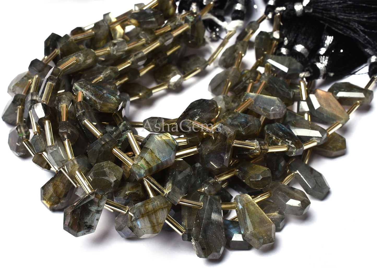 Natural Flash Labradorite Faceted Coffin Shape Beads, Labradorite Fancy Softy Bead,7" Strand Black Rainbow Side Drill Bead For Jewelry Craft