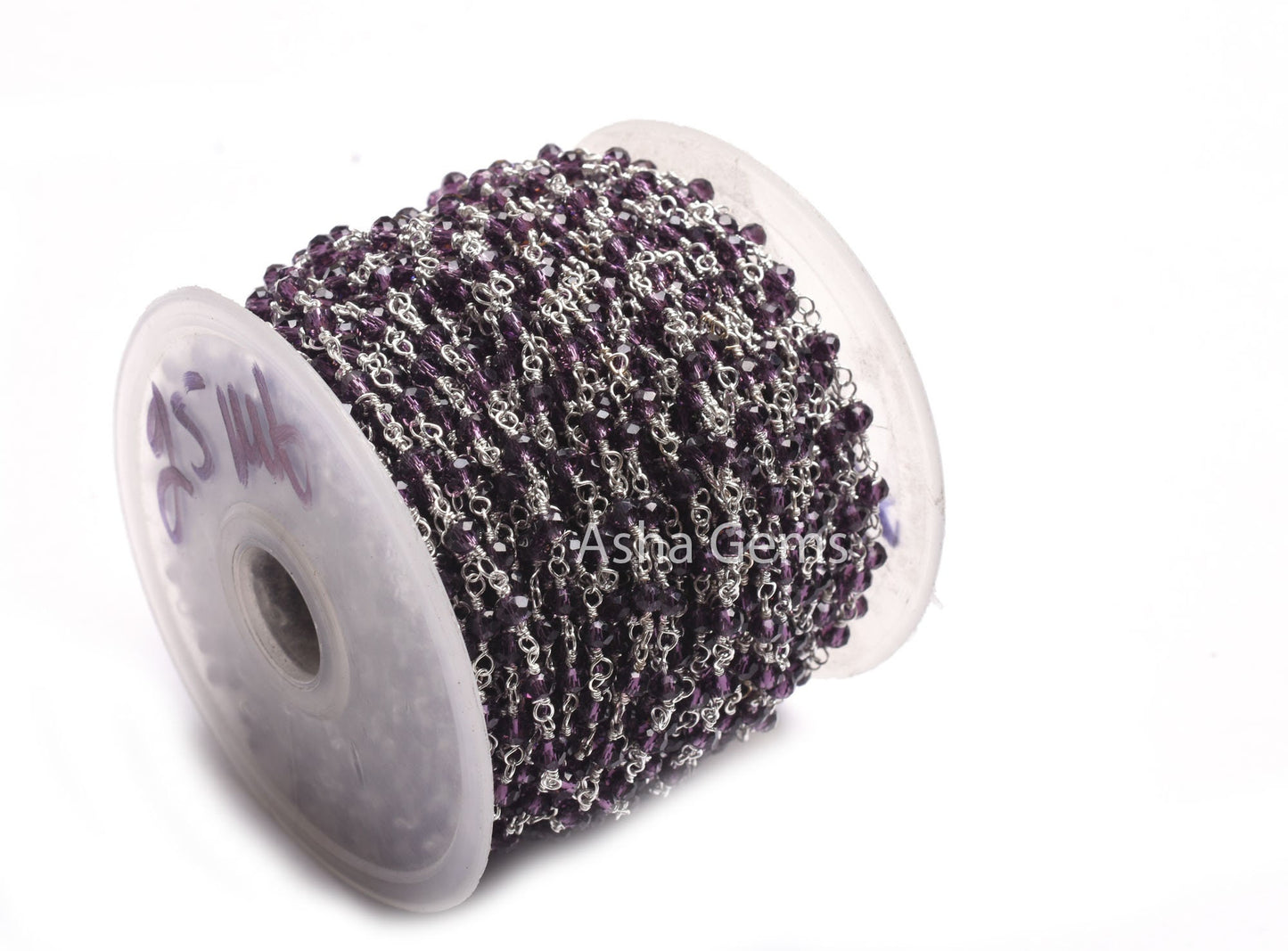 1,5,10,50 Feet Chain Purple Amethyst Hydro Faceted Rondelle Beads Rosary Chain 3-3.5 mm Silver Plated Jewelry Crafts, Purple Crystal Chain