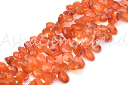 Carnelian Faceted Pear Shape Gemstone Beads, Natural Carnelian Side Drill Teardrop Briolette Indian Cut Beads, Carnelian Beads Jewelry SALE