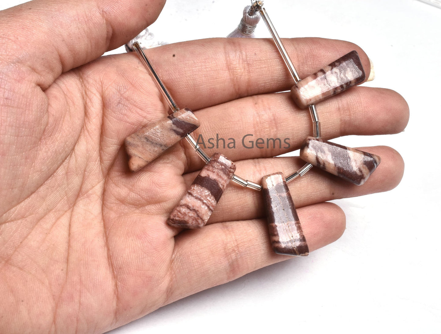 Natural Brown Jasper Fancy 7 Shape Uneven Smooth Beads, Picture Jasper Smooth Handmade Side Drill Fancy Long Slice Gemstone Beads Handicraft