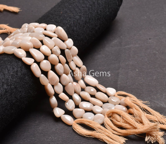 13" Strand Natural Peach Moonstone Nugget Shape Beads, Light Pink Moonstone Smooth Handmade Tumble Beads Jewelry Making Craft Moonstone Bead