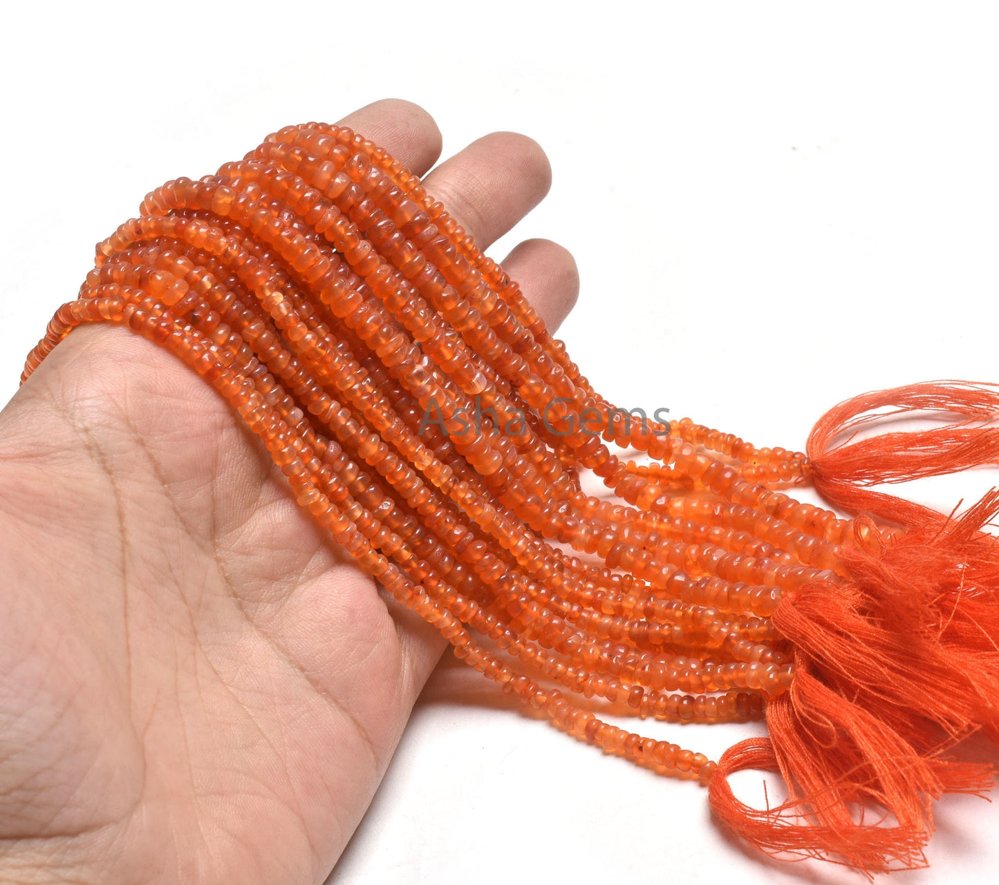 Fine Orange Carnelian Smooth Rondelle Shape Beads, Natural Carnelian Plain Handmade Tiny Gemstone Beads, Carnelian Bead Jewelry Crafts SALE