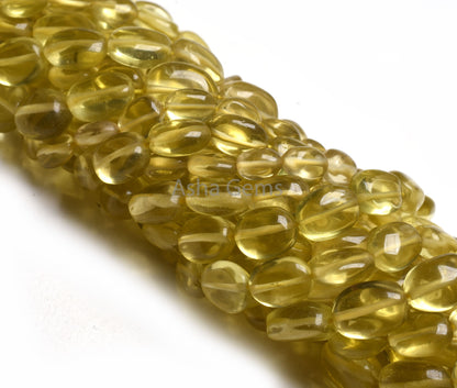AAA Quality Lemon Quartz Smooth Oval Handmade Beads,15"Strand Natural Yellow Lemon Quartz Beads, Lemon Plain Oval Gemstone Bead Jewelry SALE