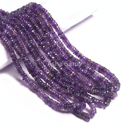 Fine Quality Purple Amethyst Heishi Tyre Smooth Gemstone Beads, Natural Amethyst Handmade Flat Wheel Shape Beads, Amethyst Bead Jewelry SALE