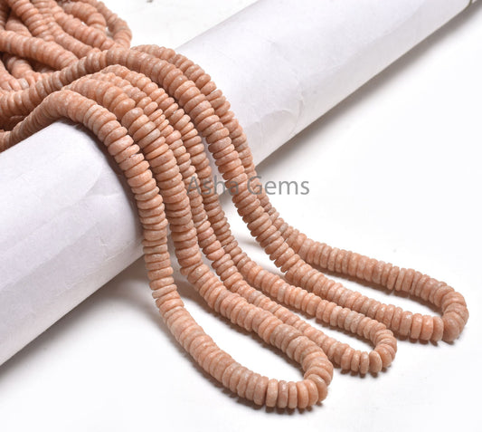 Fine Quality Pink Amazonite smooth Heishi Tyre Gemstone Beads, Natural Amazonite Flat Wheel Shape Unpolished Beads, Rare Amazonite Bead SALE