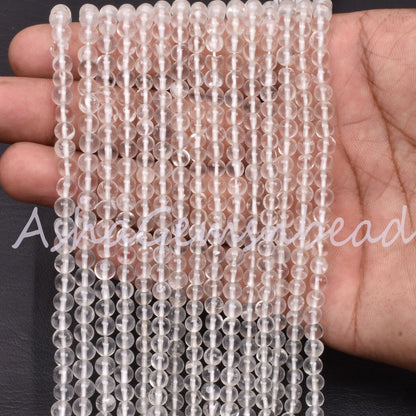 Natural Crystal Quartz Round Beads,12.5" Strand Fine Clear Crystal Smooth Ball Round Shape Gemstone Beads Crystal Jewelry Making Crafts SALE