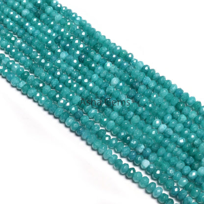 14"Strand Pine Blue Green Jade faceted Rondelle Shape Beads,4.5mm Fine Jade Quartz machine cut Gemstone Loose Bead Jewelry Making Craft SALE