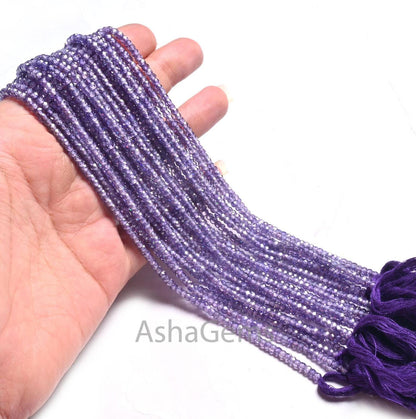 3.2 mm Beautiful Purple Blue Zircon Micro Cut Rondelle Beads,12.5" AAA Zircon Cubic Faceted machine Cut Beads,Zircon Bead Jewelry Craft SALE