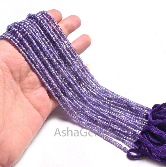 3.2 mm Beautiful Purple Blue Zircon Micro Cut Rondelle Beads,12.5" AAA Zircon Cubic Faceted machine Cut Beads,Zircon Bead Jewelry Craft SALE