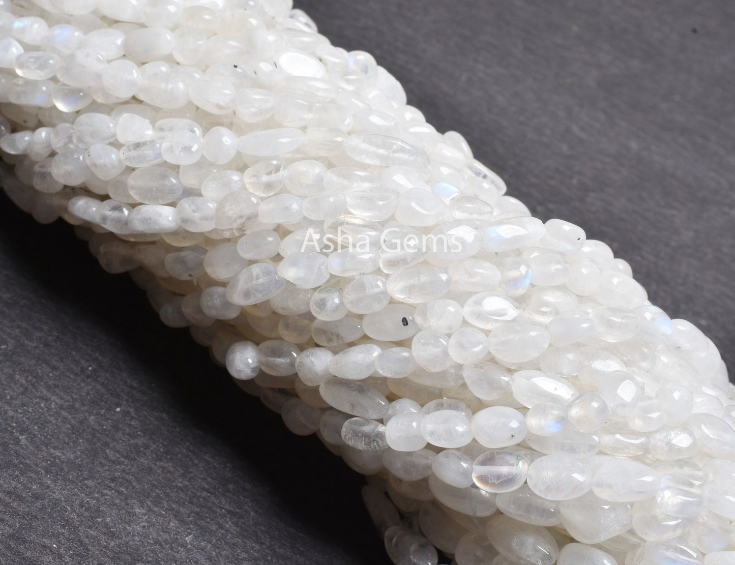 Natural Flash Rainbow Moonstone Smooth Nugget Beads,13"Strand Blue Fire White Rainbow Plain Tiny Tumble Handmade Gemstone Bead Jewelry Craft