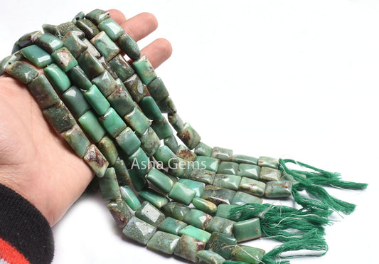 15" Strand Bio Green Chrysoprase Rectangle Handmade Beads, Natural Chrysoprase Fancy Chiclet Gemstone Beads, Chrysoprase Bead Jewelry Crafts