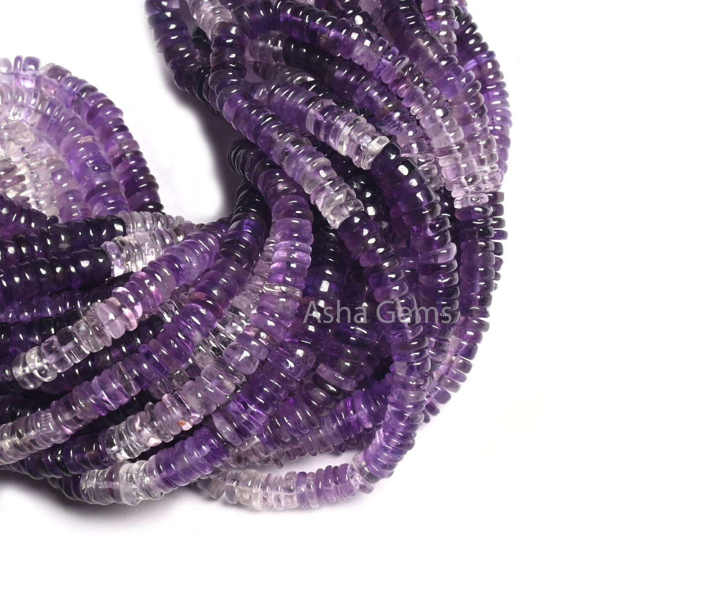 Natural Amethyst Smooth Flat Tyre Shape Gemstone Beads, AAA Shaded Purple Amethyst Handmade Heishi Tyre Beads, Amethyst Wheel Beads Jewelry