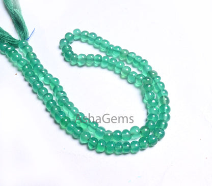 Natural Green Onyx Smooth Rondelle Shape Handmade Beads,12.5" Fine Green Onyx Beads, Onyx Rondelle Gemstone Loose Beads Jewelry making Craft