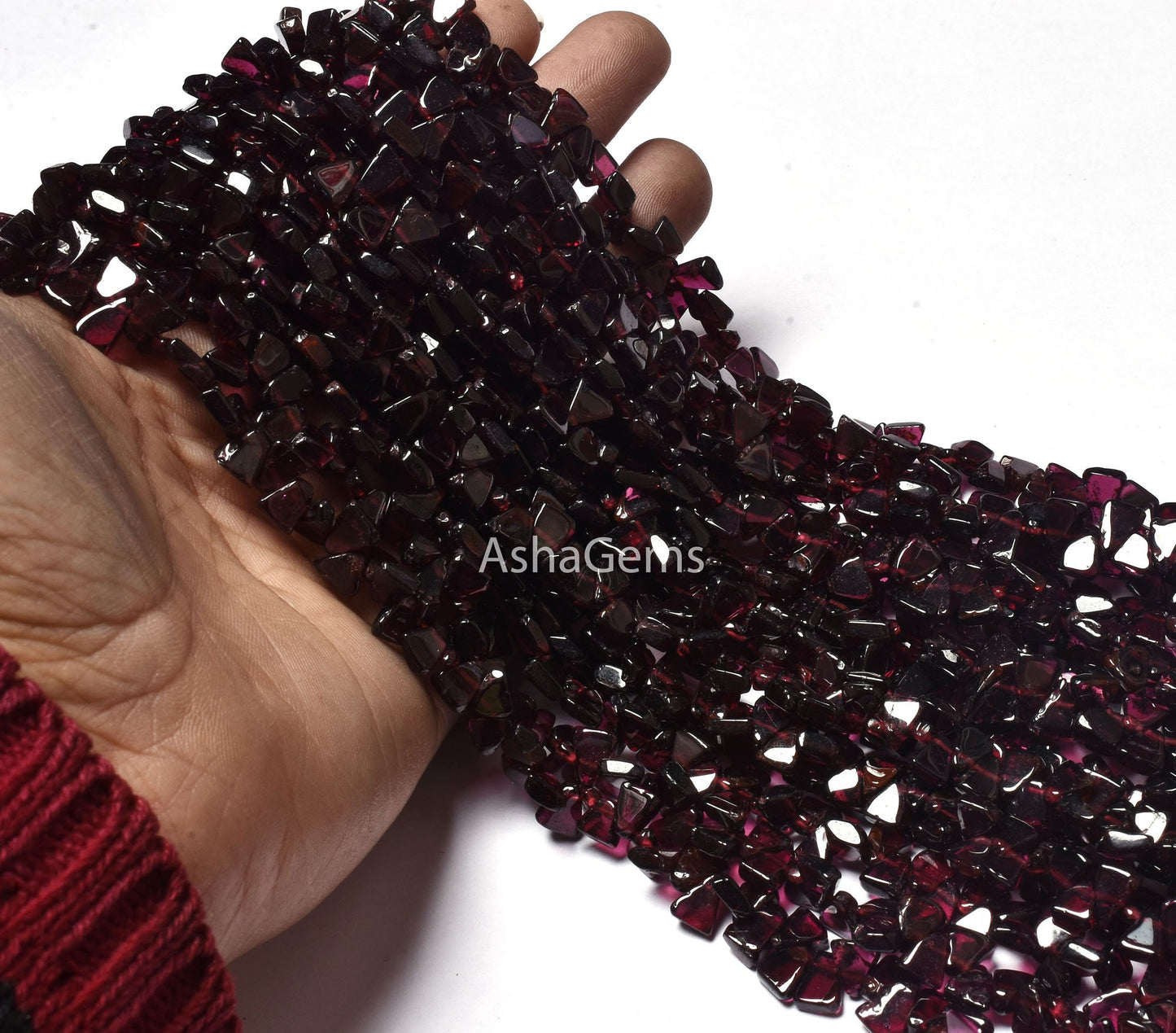 13" Strand Natural Garnet smooth Triangle shape Gemstone beads, red garnet plain handmade flat trillion Beads Garnet side drill Bead Jewelry