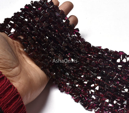13" Strand Natural Garnet smooth Triangle shape Gemstone beads, red garnet plain handmade flat trillion Beads Garnet side drill Bead Jewelry